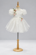 Robe Princesse Tulipe Blanche et Rose Poudré | Mini Elegance