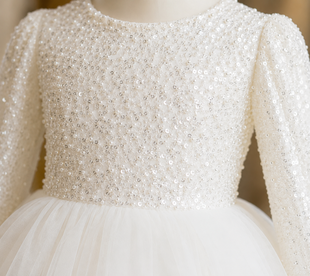 Robe de Cérémonie Princesse Ivoire Perlée