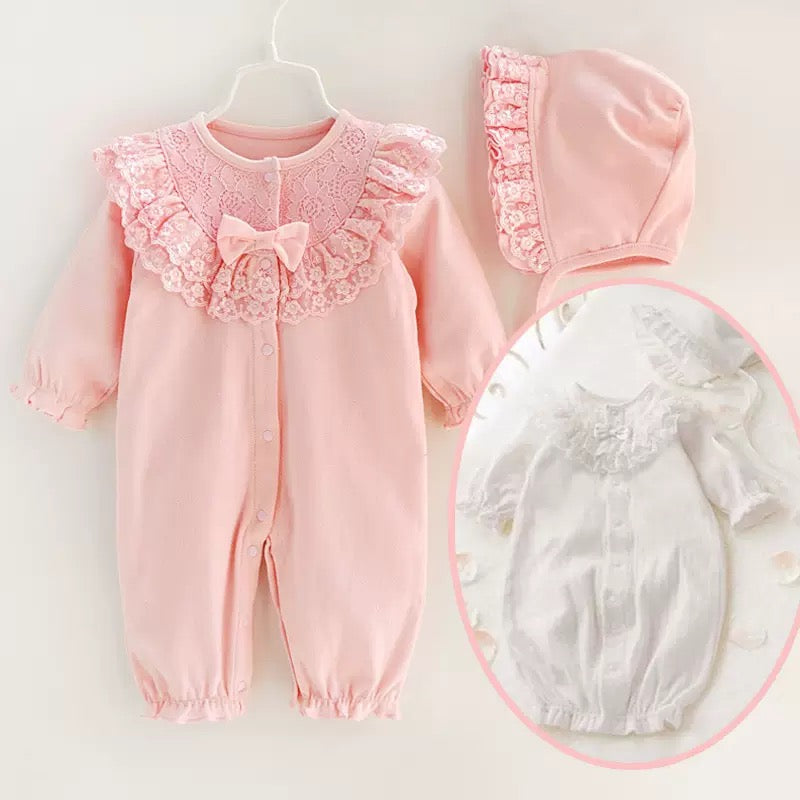Barboteuse Dentelle Élégance Bébé Fille