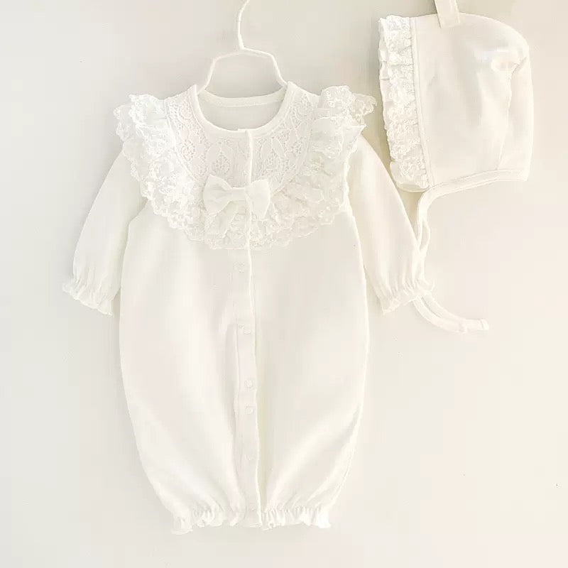 Barboteuse Dentelle Élégance Bébé Fille