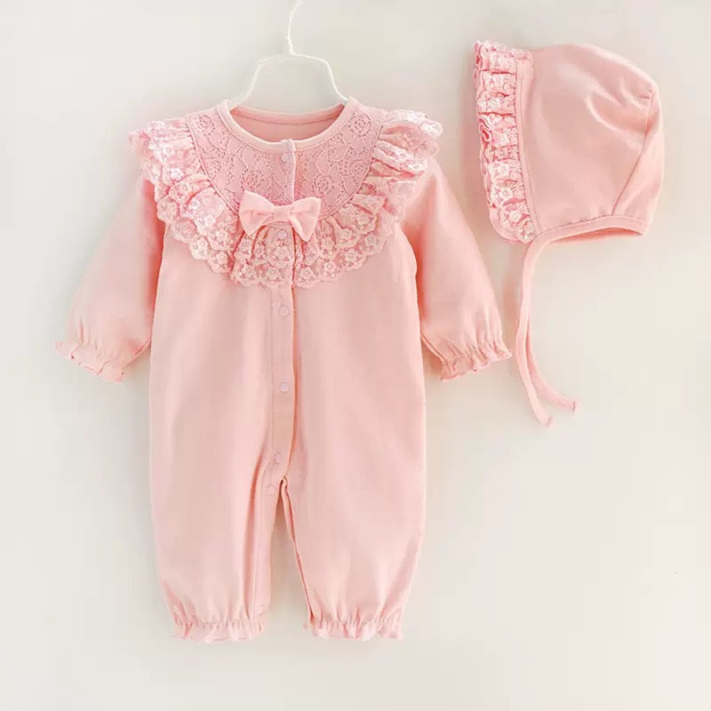 Barboteuse Dentelle Élégance Bébé Fille