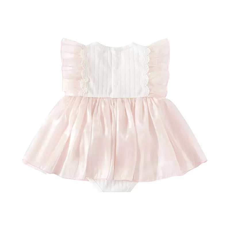 Robe Barboteuse Princesse Bébé Fille avec Bandeau