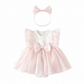 Robe Barboteuse Princesse Bébé Fille avec Bandeau