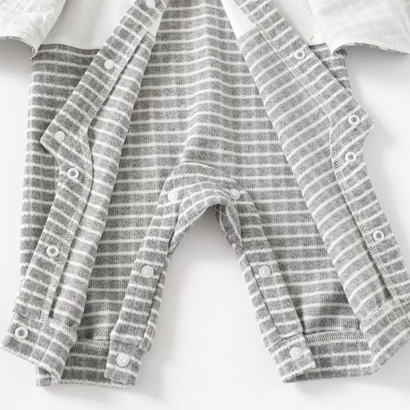 bébé garçon, barboteuse garçon, baptême, cérémonie, mariage, nœud papillon, gris, élégant, naissance, Mini Élégance