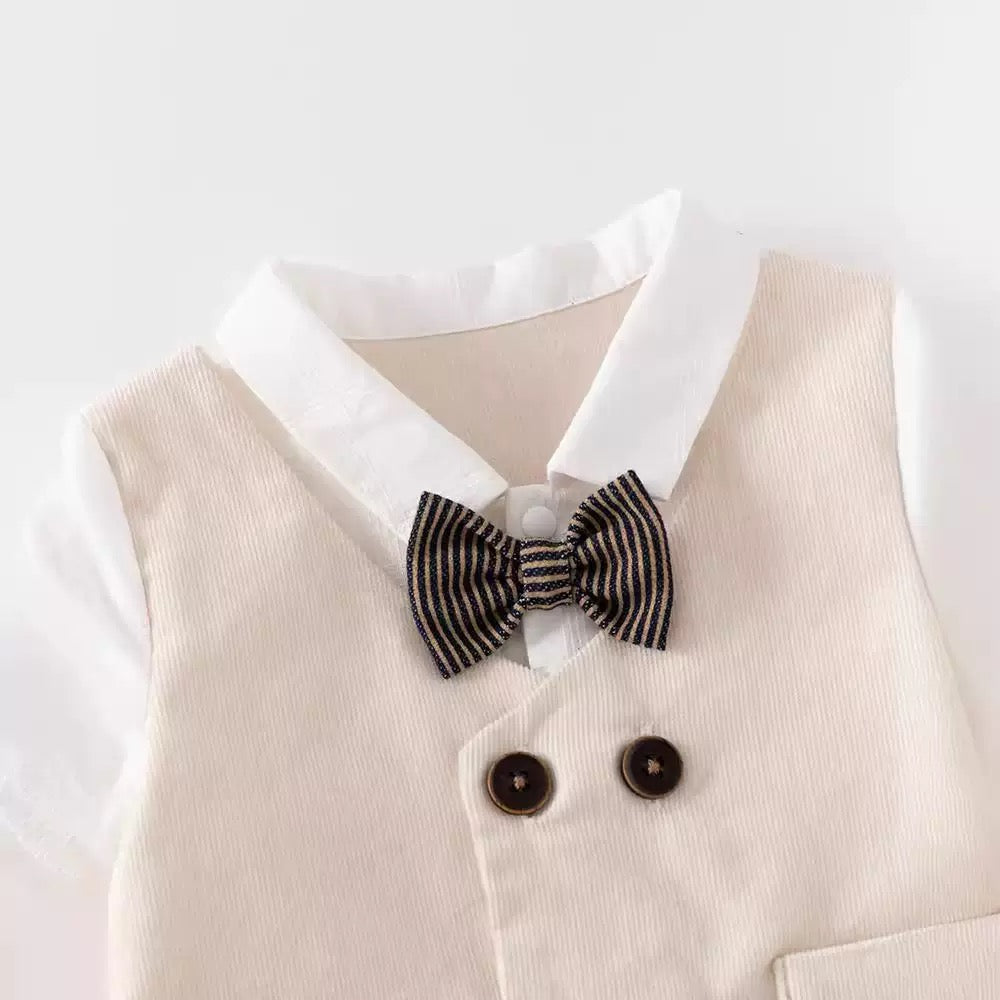 Barboteuse Gentleman Élégance Beige