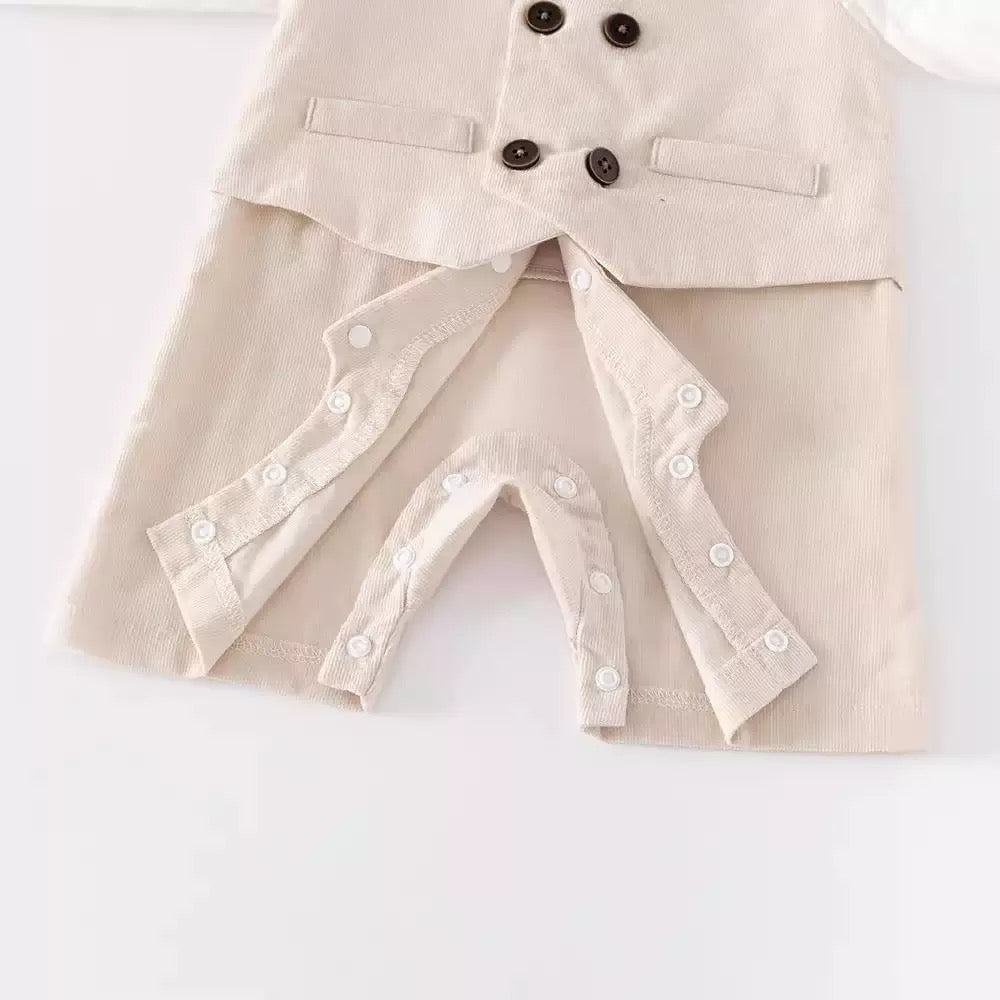 Barboteuse Gentleman Élégance Beige