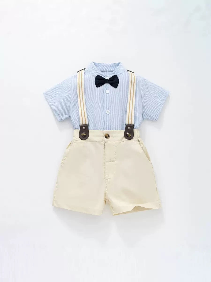 Ensemble Cérémonie Bleu Ciel & Beige Ivoire avec Bretelles