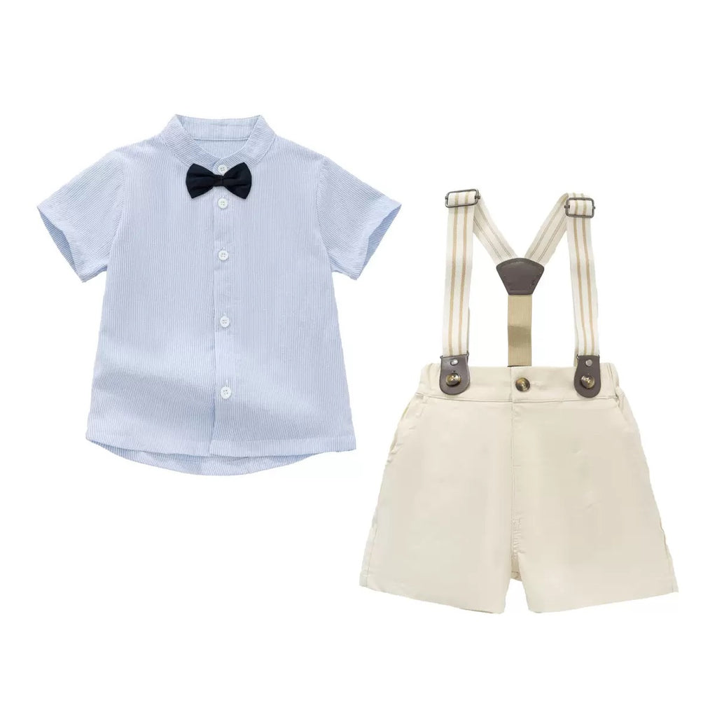 Ensemble Cérémonie Bleu Ciel & Beige Ivoire avec Bretelles