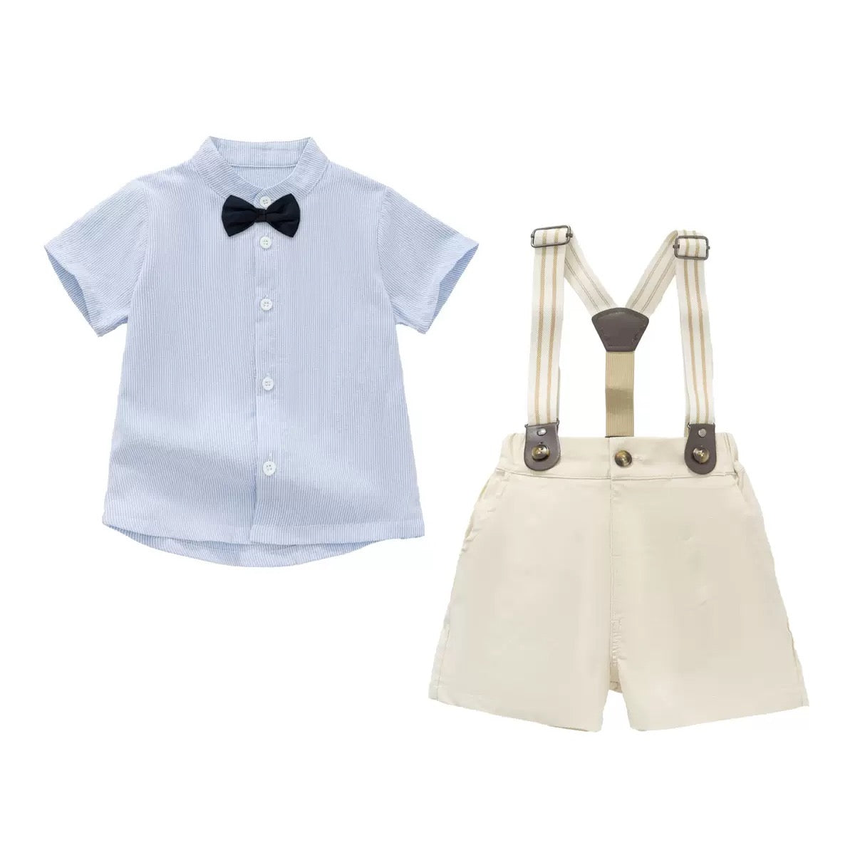 Ensemble Cérémonie Bleu Ciel & Beige Ivoire avec Bretelles
