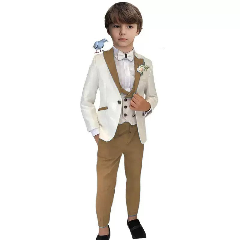 Costume Garçon Prestige Ivoire & Camel – 6 Pièces