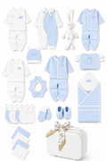 Coffret Naissance Luxe Bleu – 27 Pièces avec Valisette Premium